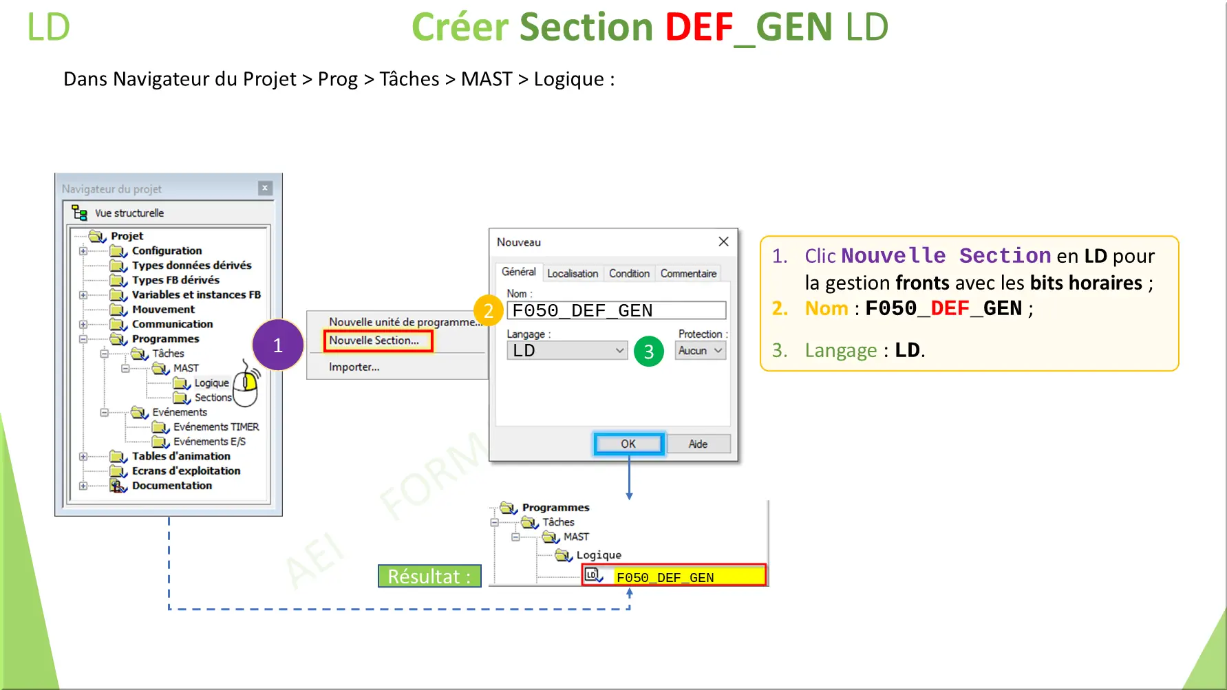SFC Créer Section DEF_GEN LD